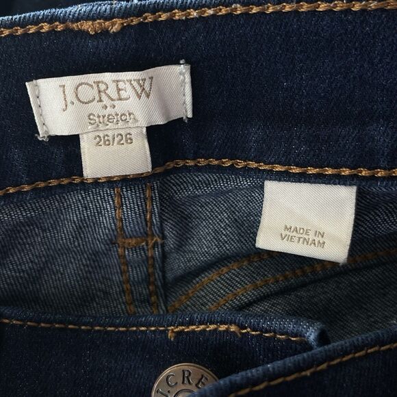 J Crew Factory SZ 26 Skinny Jeans Mid-Rise Zip-Fly Stretch Dark Wash Blue Womens - Picture 7 of 9